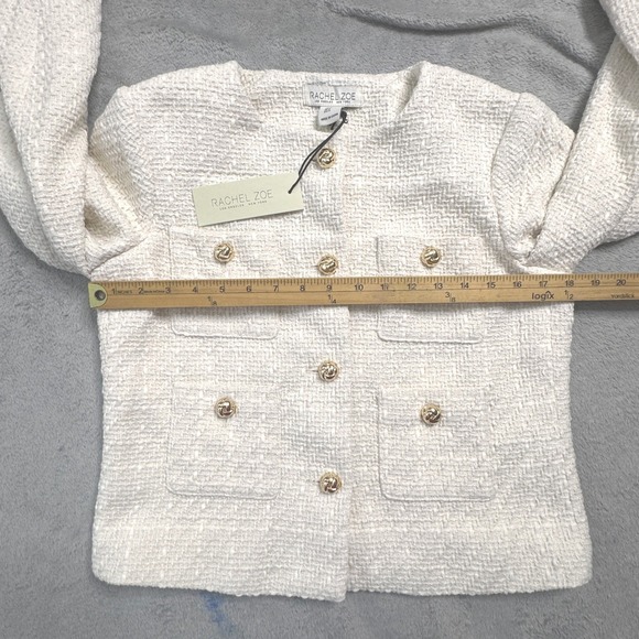 NWT Rachel Zoe Tweed Cropped Jacket Women's Size S Gold Button Embellished - Picture 8 of 12